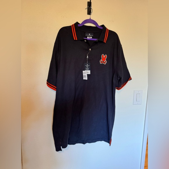 NEW Psycho Bunny Burlington Polo Mens Pima Cotton Navy Orange 8 XXL NWT - Picture 4 of 10